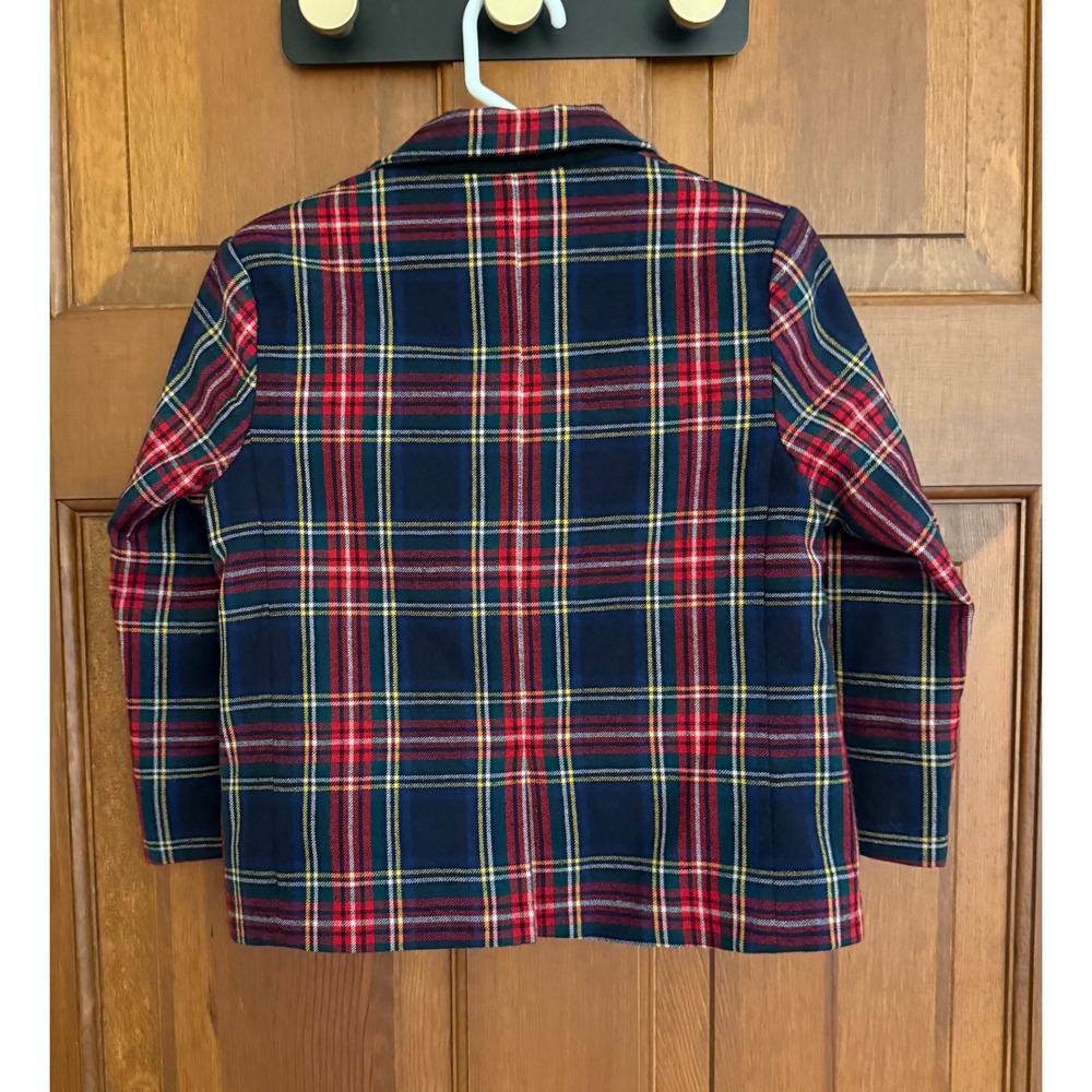 Janie and Jack Toddler Tartan Blazer Boys Size 3 Navy Plaid Two-Button Jacket - Picture 3 of 10